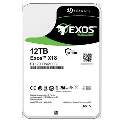 Seagate Exos X18 ST12000NM000J 12TB Internal Hard Drive 7200 RPM 256MB Cache SATA 6Gb/s CMR Enterprise HDD for 24/7 Server Storage