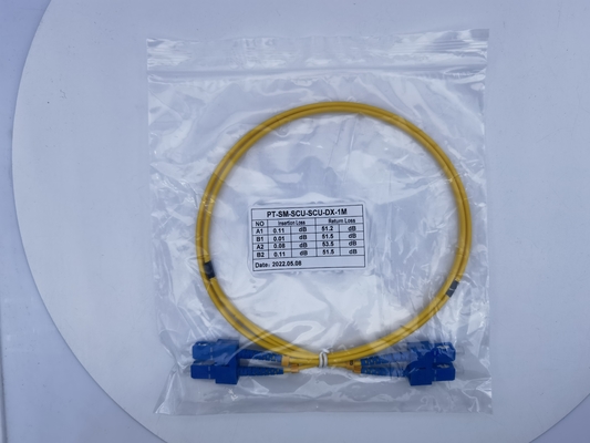 10m SC UPC To SC UPC Patch Cord Duplex 3.0mm OFNR 9/125 Single Mode