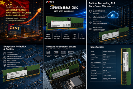 CXMT 64GB DDR5 5600MHz ECC Registered Server Memory RDIMM for Enterprise Servers